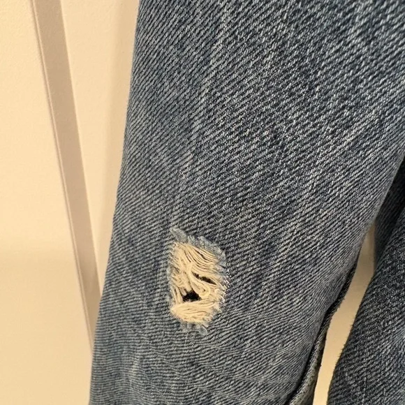 Anthropologie Pilcro Embellished Distressed Denim Trucker Jacket Size Small - Picture 6 of 16